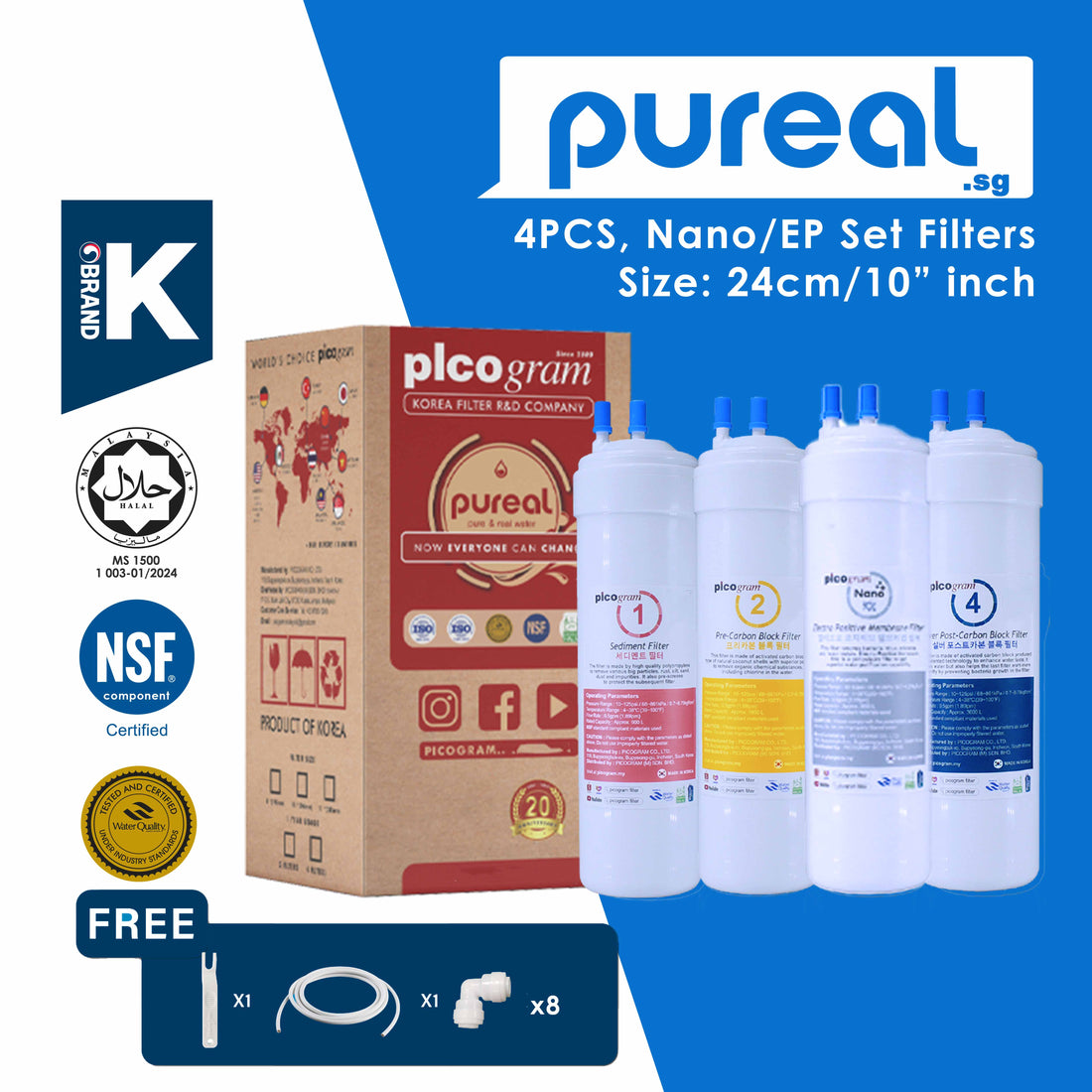Pureal Picogram Electro Positive Membrane Filtration System / size / 20cm/ 24cm / 4pc set