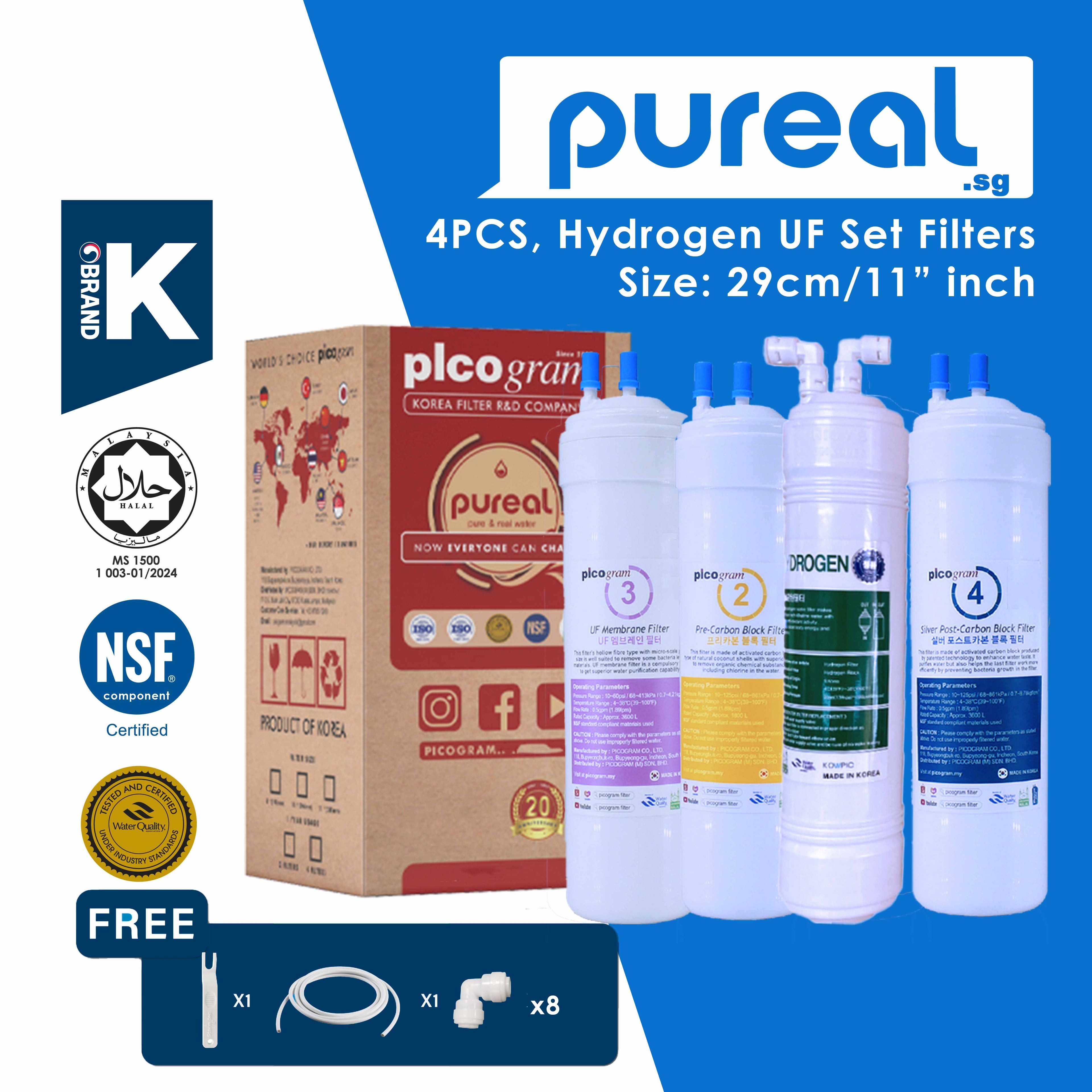 Pureal Picogram, Korea Ultra Filtration + HYDROGEN Water, Anti-Bacterial, Odor Taste & Chemical FREE