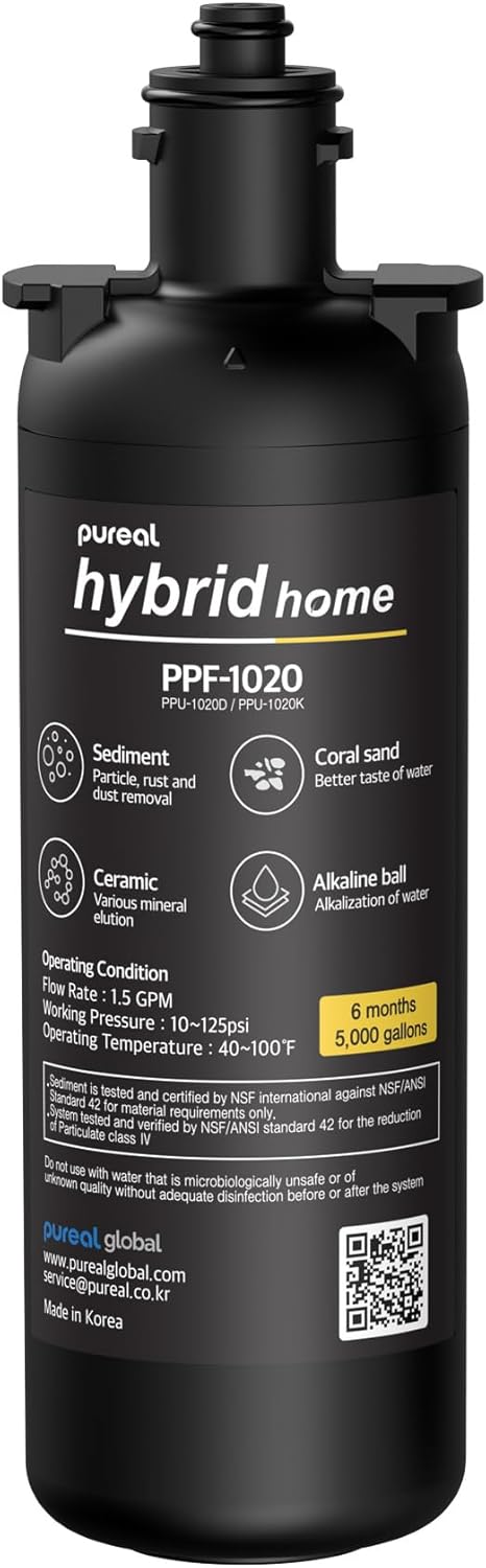 Pureal Hybrid Home PPU1020K Under Sink Water Filter System, 38,000 Litres, NSF 42 & 372, food preparation, cooking, drinking & showering