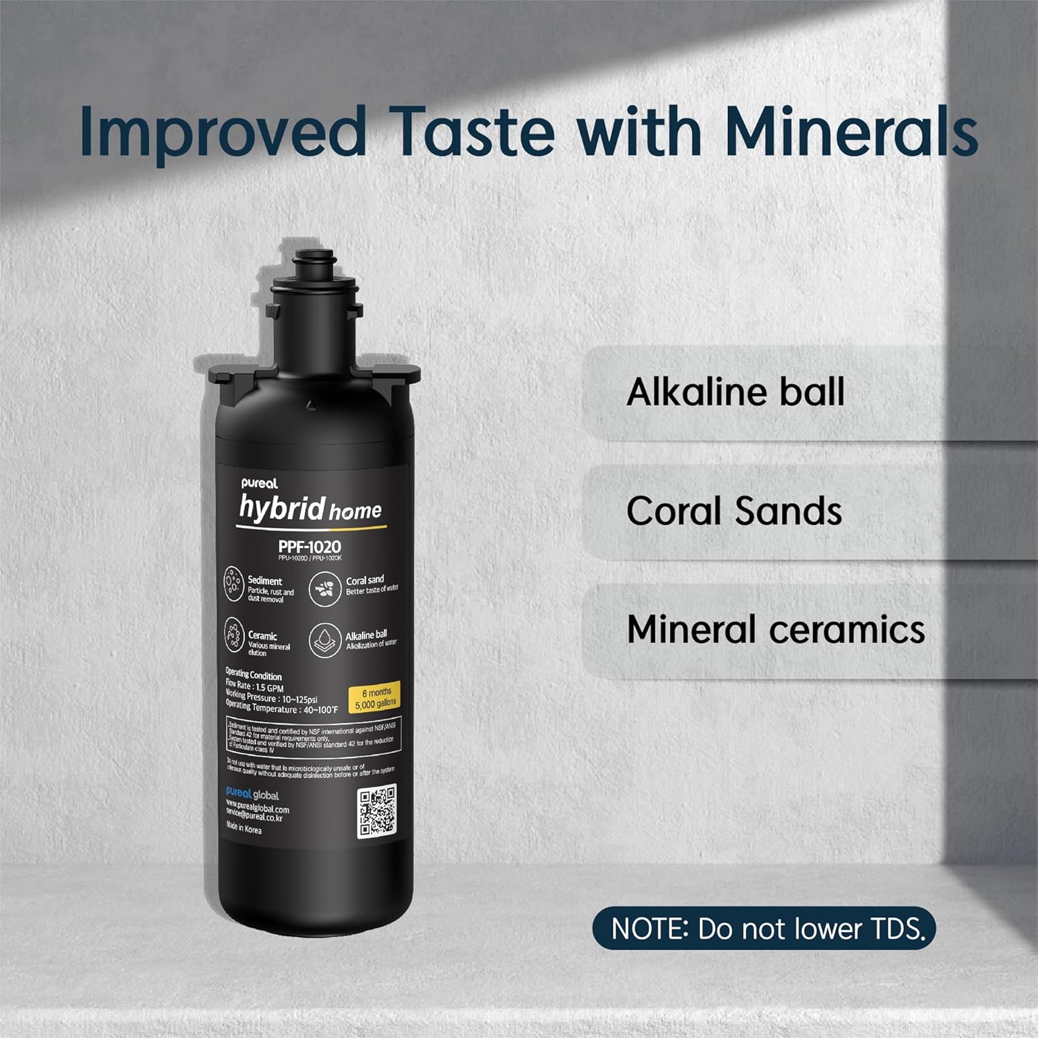 Pureal Hybrid Home PPU1020K Under Sink Water Filter System, 38,000 Litres, NSF 42 & 372, food preparation, cooking, drinking & showering