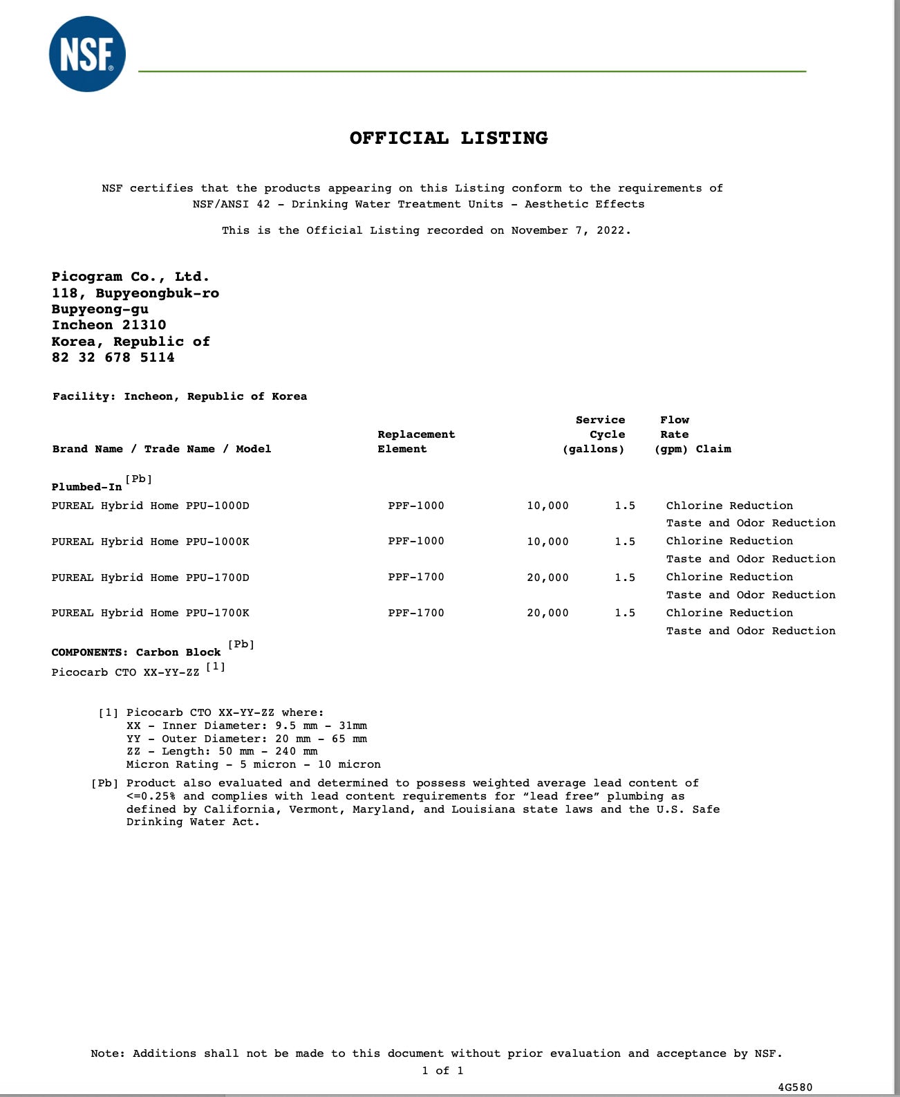 Pureal Hybrid Home PPU1020K Under Sink Water Filter System, 38,000 Litres, NSF 42 & 372, food preparation, cooking, drinking & showering