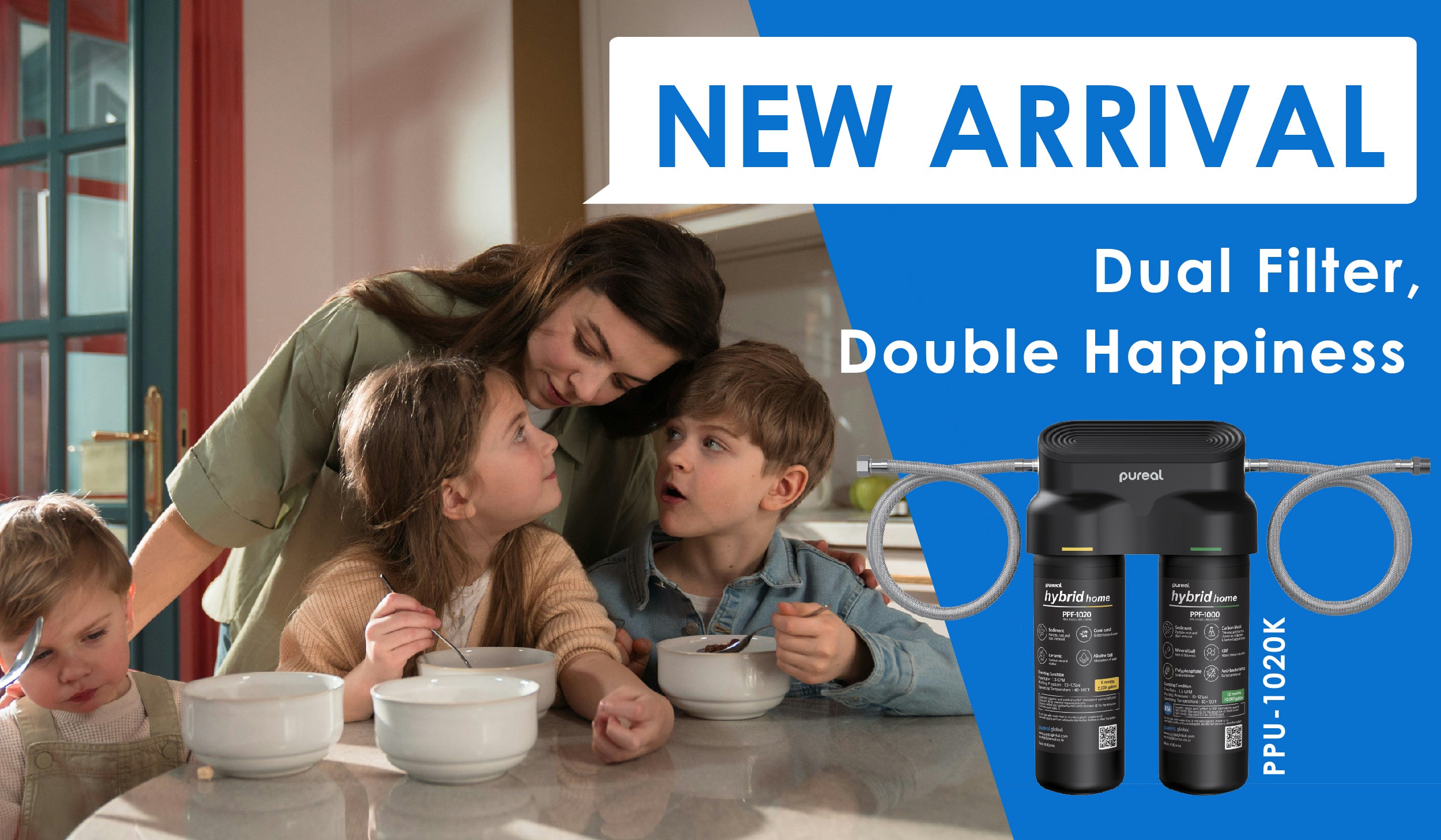 Pureal Hybrid Home PPU1020K Under Sink Water Filter System, 38,000 Litres, NSF 42 & 372, food preparation, cooking, drinking & showering