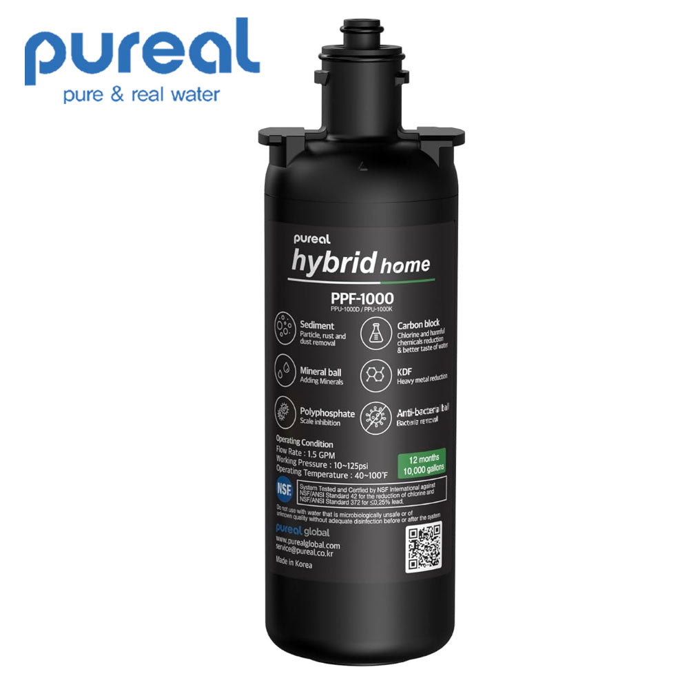 Pureal Hybrid Home PPU1020K Under Sink Water Filter System, 38,000 Litres, NSF 42 & 372, food preparation, cooking, drinking & showering