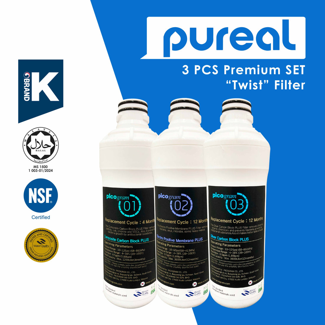 Pureal Premium Twist Quick Change Replacement Filters