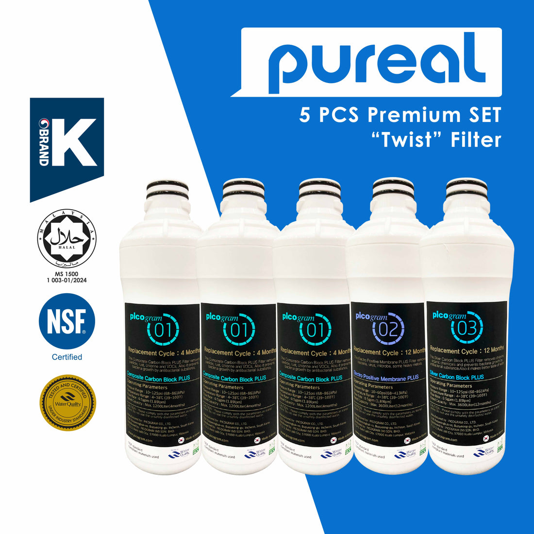 Pureal Premium Twist Quick Change Replacement Filters