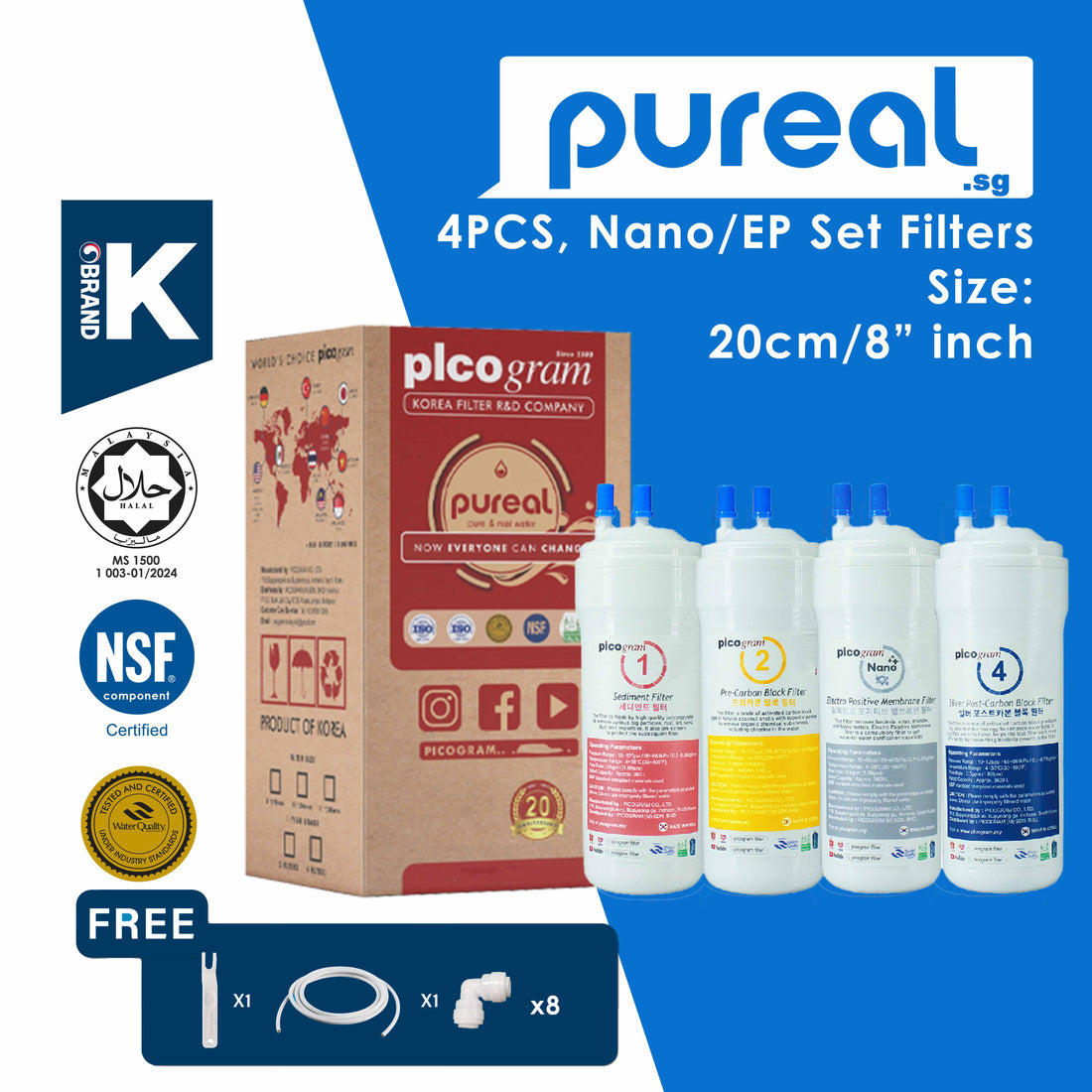 Pureal Picogram Electro Positive Membrane Filtration System / size / 20cm/ 24cm / 4pc set