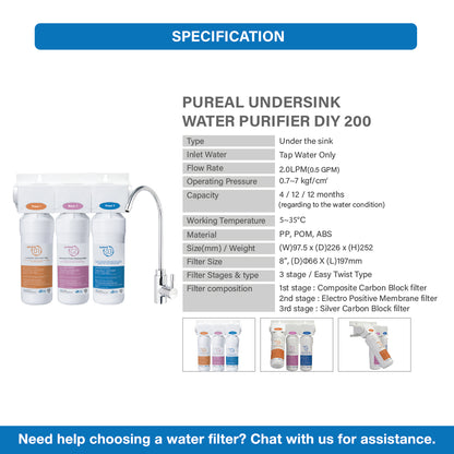 (Jakim Halal Certified) PPU200 UTS UnderSink Water Purifier System