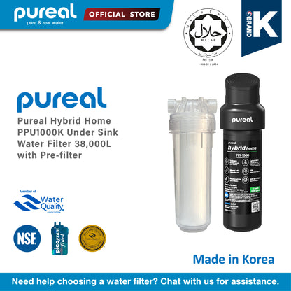 Pureal Hybrid Home PPU1000K Under Sink Water Filter System, 10K Gallons, NSF/ANSI 42&amp;372, Mineral Sediment Carbon Block KDF Polyphosphate Filter for Scale &amp; Lead &amp; Chlorine