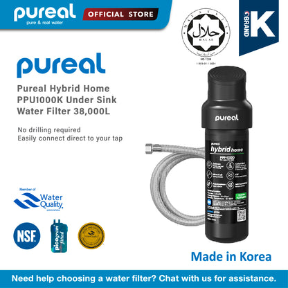 Pureal Hybrid Home PPU1000K Under Sink Water Filter System, 10K Gallons, NSF/ANSI 42&amp;372, Mineral Sediment Carbon Block KDF Polyphosphate Filter for Scale &amp; Lead &amp; Chlorine